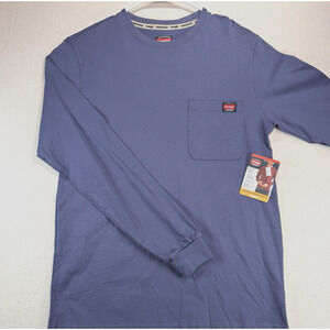 Wrangler Long Sleeve Cotton Workwear Shirt Small 34-36 Men's Blue (Blue/Gray)